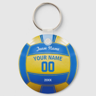 Volleyball Player's Name Year Team Blue and Yellow Keychain