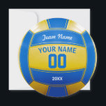 Volleyball Player's Name Year Team Blue and Yellow Thank You Card<br><div class="desc">Need a unique idea to give to your Team? Personalized Blue and Yellow Volleyball design. Insert your Team Name,  Player's Name,  Jersey Number,  Year. These keychain make a unique team gift.</div>