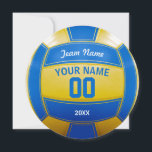 Volleyball Player's Name Year Team Blue and Yellow Thank You Card<br><div class="desc">Need a unique idea to give to your Team? Personalized Blue and Yellow Volleyball design. Insert your Team Name,  Player's Name,  Jersey Number,  Year. These keychain make a unique team gift.</div>
