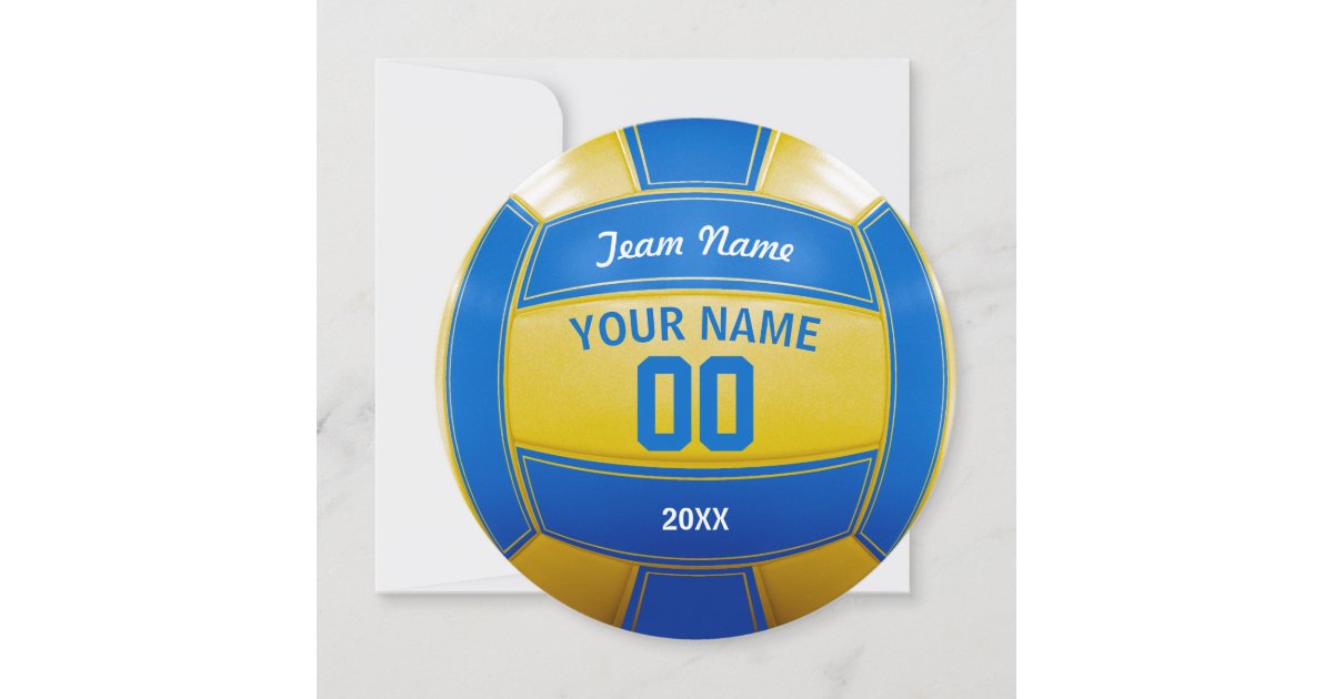 Volleyball Player's Name Year Team Blue and Yellow Thank You Card | Zazzle.ca