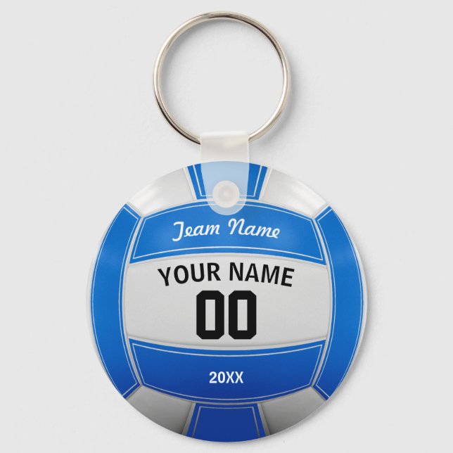 Volleyball Player's Name Year Team Blue Keychain (Front)