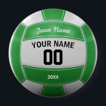 Volleyball Player's Name Year Team Green 4 Inch Round Button<br><div class="desc">Need a unique idea to give to your Team? Personalized Green and White Volleyball design. Insert your Team Name,  Player's Name,  Jersey Number,  Year. These keychain make a unique team gift.</div>