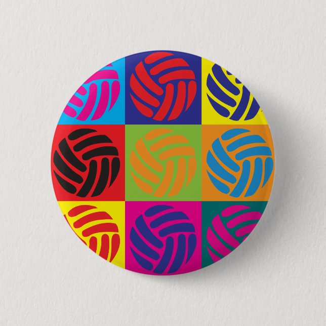 Volleyball Pop Art 2 Inch Round Button (Front)