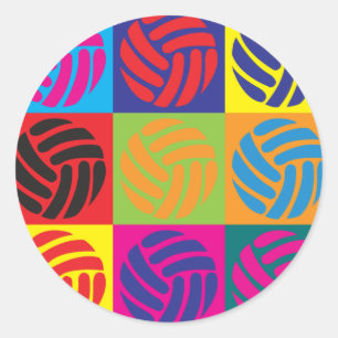 Volleyball Pop Art Classic Round Sticker