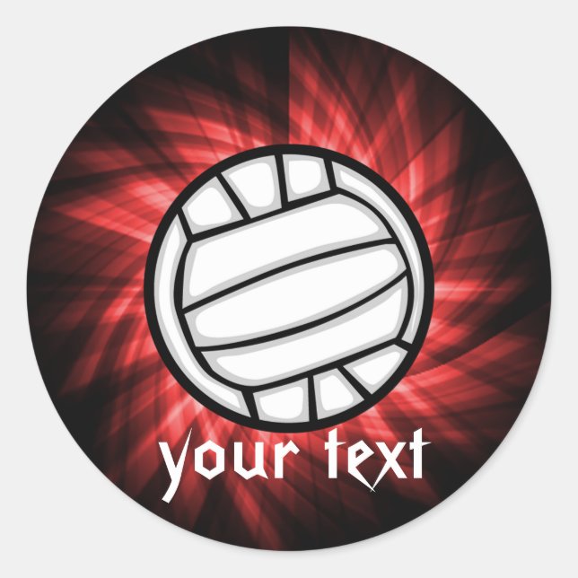 Volleyball; Red Classic Round Sticker (Front)