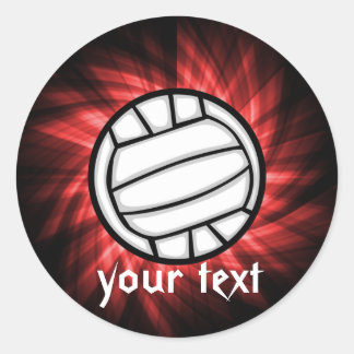 Volleyball; Red Classic Round Sticker