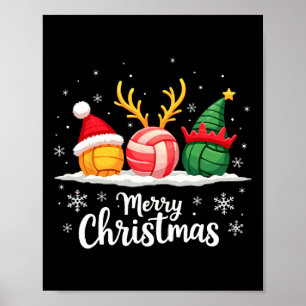 Volleyball Reindeer Santa Elf Merry Christmas Xmas Poster