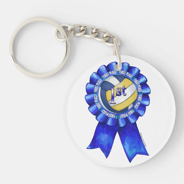 Volleyball Ribbons 1st Keychain (Front)