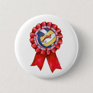 Volleyball Ribbons 2nd 2 Inch Round Button