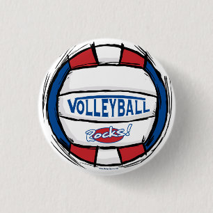 Volleyball Rocks Ball by Mudge Studios 1 Inch Round Button