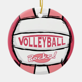 Volleyball Rocks Pink Ceramic Ornament