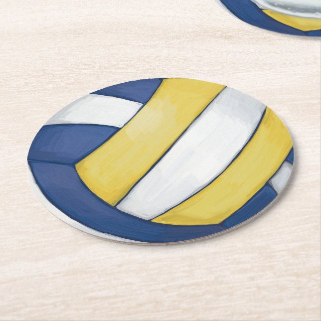 Volleyball Round Paper Coaster (Angled)