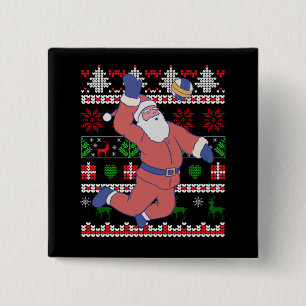 Volleyball Santa Claus Ugly Christmas 2 Inch Square Button