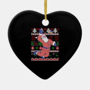 Volleyball Santa Claus Ugly Christmas Ceramic Ornament