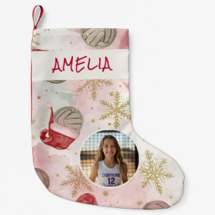 Volleyball Santa Hat Name Photo Small Christmas Stocking