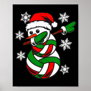 Volleyball Santa Hat Snowman Xmas Funny Volleyball Poster