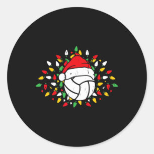 Volleyball Santa Hat Xmas Sports Lovers Present  Classic Round Sticker