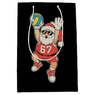 Volleyball Santa Meme Christmas Sport Xmas Holiday Medium Gift Bag