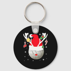 Volleyball Santa Reindeer Christmas Pajama Xmas Pj Keychain