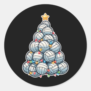 Volleyball Santa Xmas Tree Funny Christmas Player Classic Round Sticker