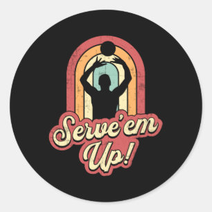 Volleyball Serve'em up Beach Volleyball Player Classic Round Sticker