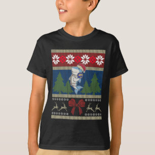 Volleyball Shark Ugly Sweater Christmas Lights San