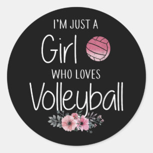 Volleyball Shirt For Girls Teens Women Cute Classic Round Sticker