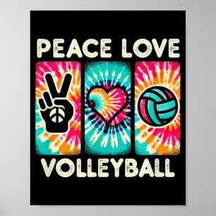 Volleyball Shirt For Teens Women Girls Peace Love Poster