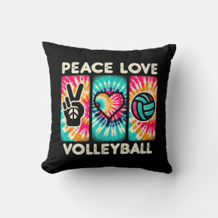Volleyball Shirt For Teens Women Girls Peace Love  Throw Pillow