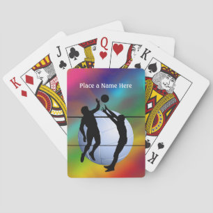 Volleyball silhouette Players and Ball personalize Playing Cards