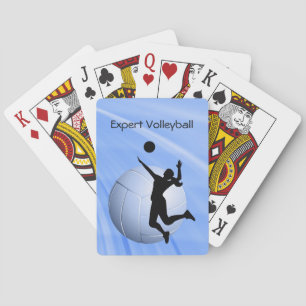Volleyball Silhouetted Player and Ball personalize Playing Cards