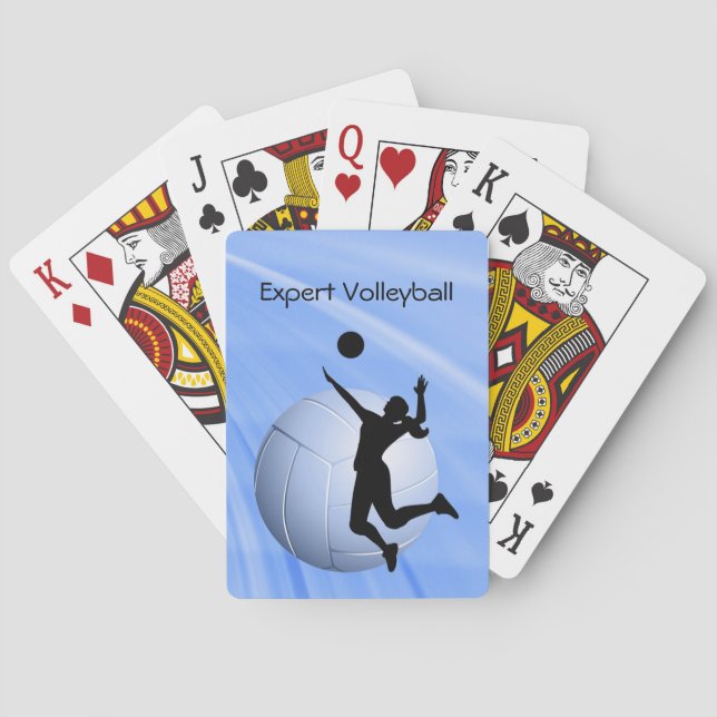Volleyball Silhouetted Player and Ball personalize Playing Cards (Back)