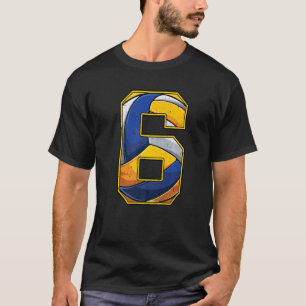 Volleyball Sixth 6th Birthday Boy Girl Six 6 Years T-Shirt