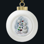 Volleyball Snowman Christmas Ceramic Ball Christmas Ornament<br><div class="desc">Volleyball Snowman is just too darn cute and will be loved by all volleyball fans. Fully customizable to personalize with your photos and text if you like.</div>