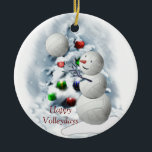 Volleyball Snowman Christmas Ceramic Ornament<br><div class="desc">Volleyball Snowman is just too darn cute and will be loved by all volleyball fans. Fully customizable to personalize with your photos and text if you like.</div>