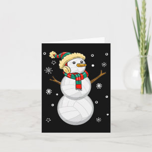 Volleyball Snowman Christmas Gift Tee Xmas Snowmie Card