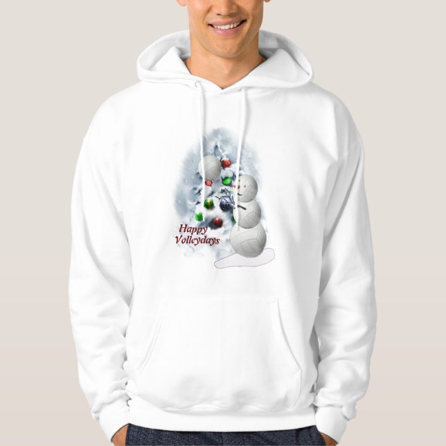 Volleyball Snowman Christmas Hoodie (Front)