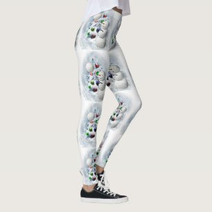 Volleyball Snowman Christmas  Leggings