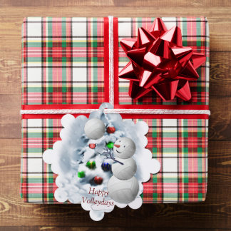 Volleyball Snowman Christmas Ornament Card