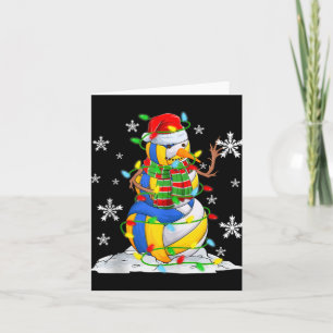 Volleyball Snowman Christmas Tree Lights Xma  Card