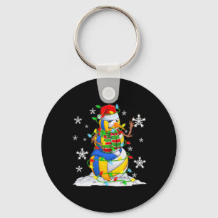 Volleyball Snowman Christmas Tree Lights Xmas Pjs Keychain