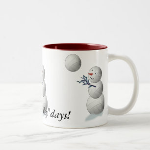 Volleyball Snowman Christmas Two-Tone Coffee Mug