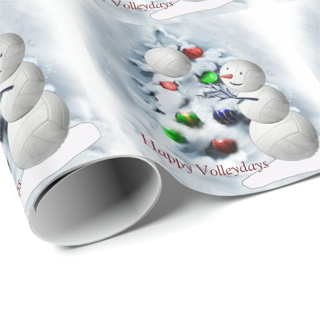 Volleyball Snowman Christmas Wrapping Paper (Roll Corner)