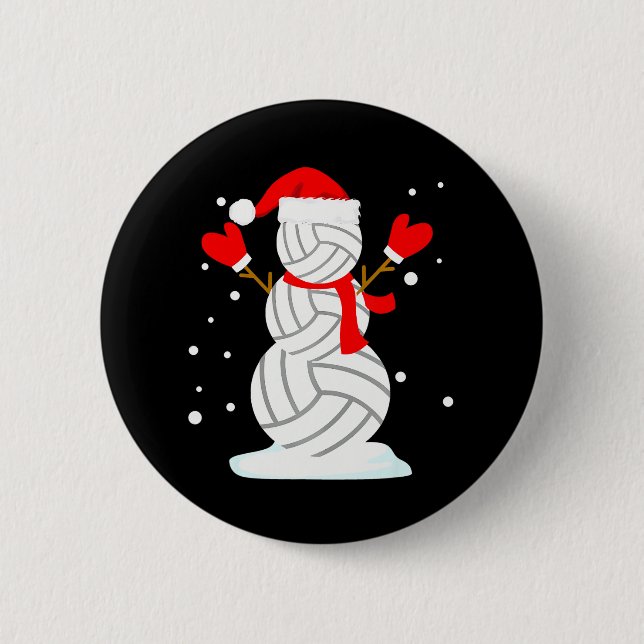 Volleyball Snowman Funny Christmas s 2 Inch Round Button (Front)