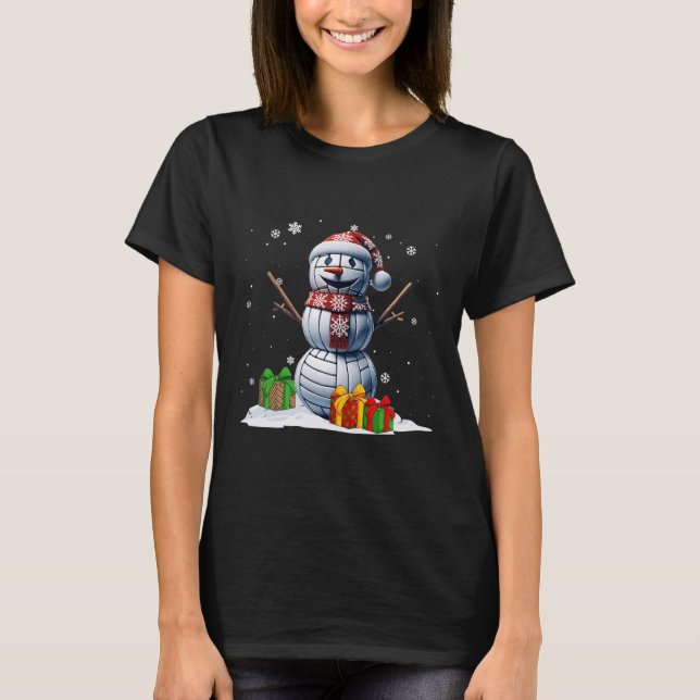 Volleyball Snowman Men Boy Christmas Volleyball Pl T-Shirt (Front)