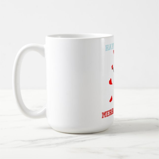 Volleyball Snowman Merry Christmas Coffee Mug (Left)