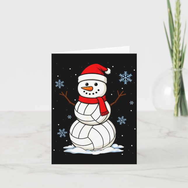 Volleyball Snowman Merry Christmas Funny Srts Xmas Card (Front)