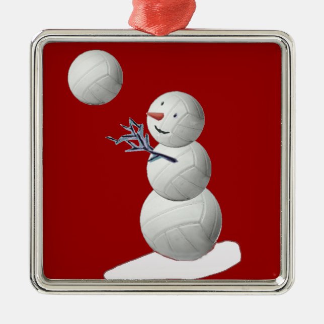 Volleyball Snowman Metal Ornament (Front)