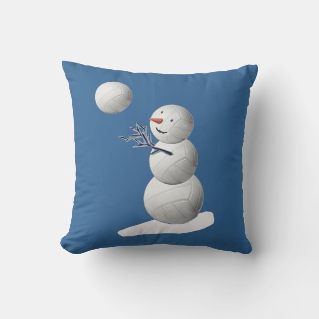 Volleyball Snowman Throw Pillow (Front)