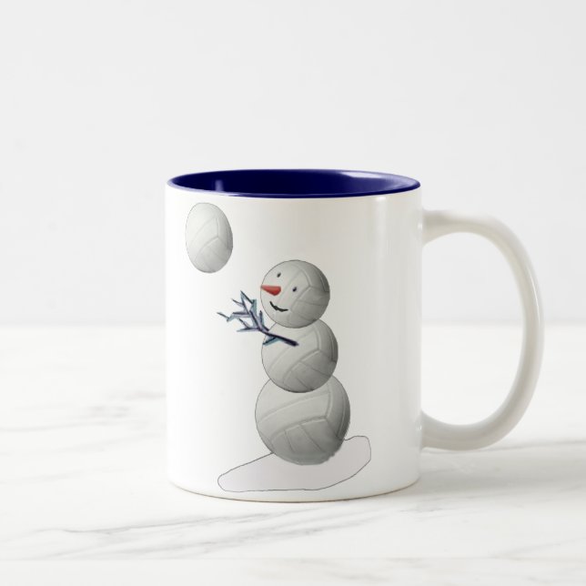 Volleyball Snowman Two-Tone Coffee Mug (Right)